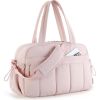 Pink large capacity slit fluffy shoulder bag, waterproof portable luggage tote bag, multi zipper pocket design, sports and fitness travel handbag