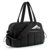 Black large capacity slit fluffy shoulder bag, waterproof portable luggage tote bag, multi zipper pocket design, sports and fitness travel handbag