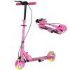 Scooter for Kids Ages 3-8 with Light Up Wheels, Adjustable Handlebar, Rear Brake & Handbrake for Girls and Boys, Pink