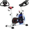 Adjustable Upright Stationary Exercise Bike w/ LCD Display, Indoor Cycling Bike for Home w/ Adjustable Resistance, White