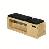 Home Gym Wooden Workout Bench: Adjustable Incline Weight Bench with Dumbbell Rack and Built-in Resistance Bands
