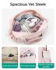 Beige large capacity stitched fluffy shoulder bag, waterproof portable luggage tote bag, multi zipper pocket design, sports and fitness travel handbag