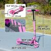 Scooter for Kids Ages 3-8 with Light Up Wheels, Adjustable Handlebar, Rear Brake & Handbrake for Girls and Boys, Pink