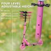 Scooter for Kids Ages 3-8 with Light Up Wheels, Adjustable Handlebar, Rear Brake & Handbrake for Girls and Boys, Pink
