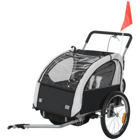 2-Seat Elite 360 Swivel Bike Trailer for Kids Bicycle Cargo Trailer with Water-Resistant Windows, Black and White (Option: Black-850x230x730 mm)