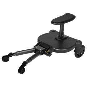 1Pc 2 In 1 Universal Stroller Board Sit & Stand Buggy Wheeled Board Toddler Stroller Attachment With Detachable Seat For 3-7 Years Old (Option: BLACK)