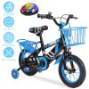 12In/16In Kids' Bike with Training Wheels Children Bicycle with Helmet Basket Rear Seat Chain Guard for Boys Aged 2-4/4-7 GPCT5448