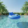 A floating electric inflatable boat featuring a circular foldable electric swimming ring, inflatable water motorboat